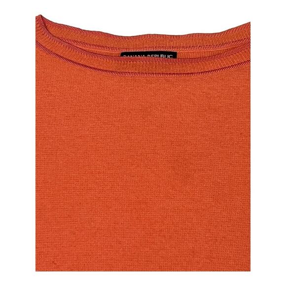 Banana Republic Orange Italian Wool  Knit Sweater Size XS Breathable Natural Lux - Picture 3 of 5